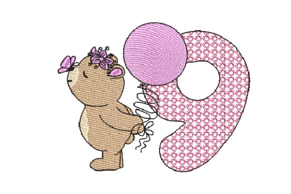 Number 9 Cute Teddy