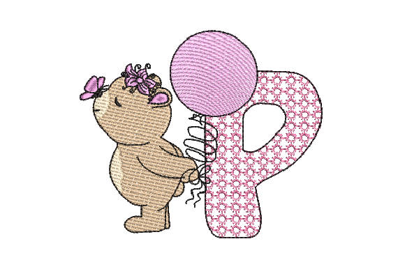 P Girl Teddy Embroidery