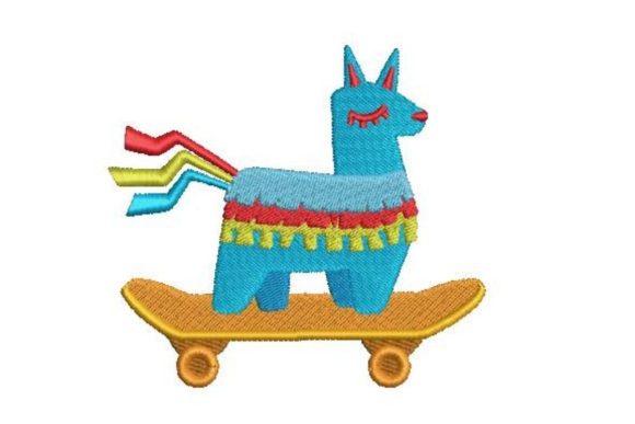 Pinata Riding Skateboard Embroidery