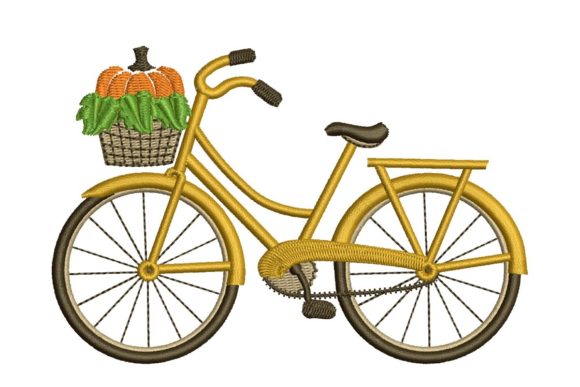 Pumpkin Bicycle Embroidery Design