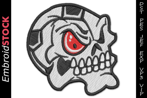 Soccer Ball Skull Head Embroidery